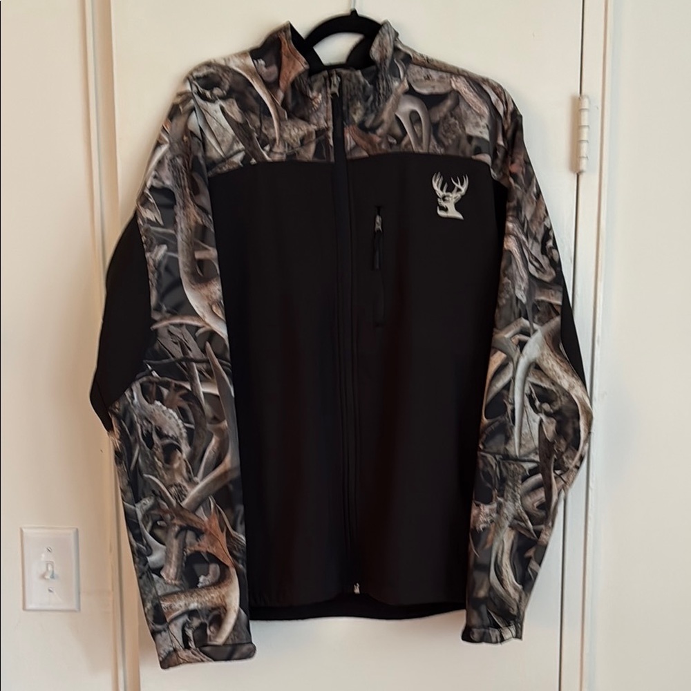 Buck Wear Camo Jacket Black and Camo Jacket with Antlers